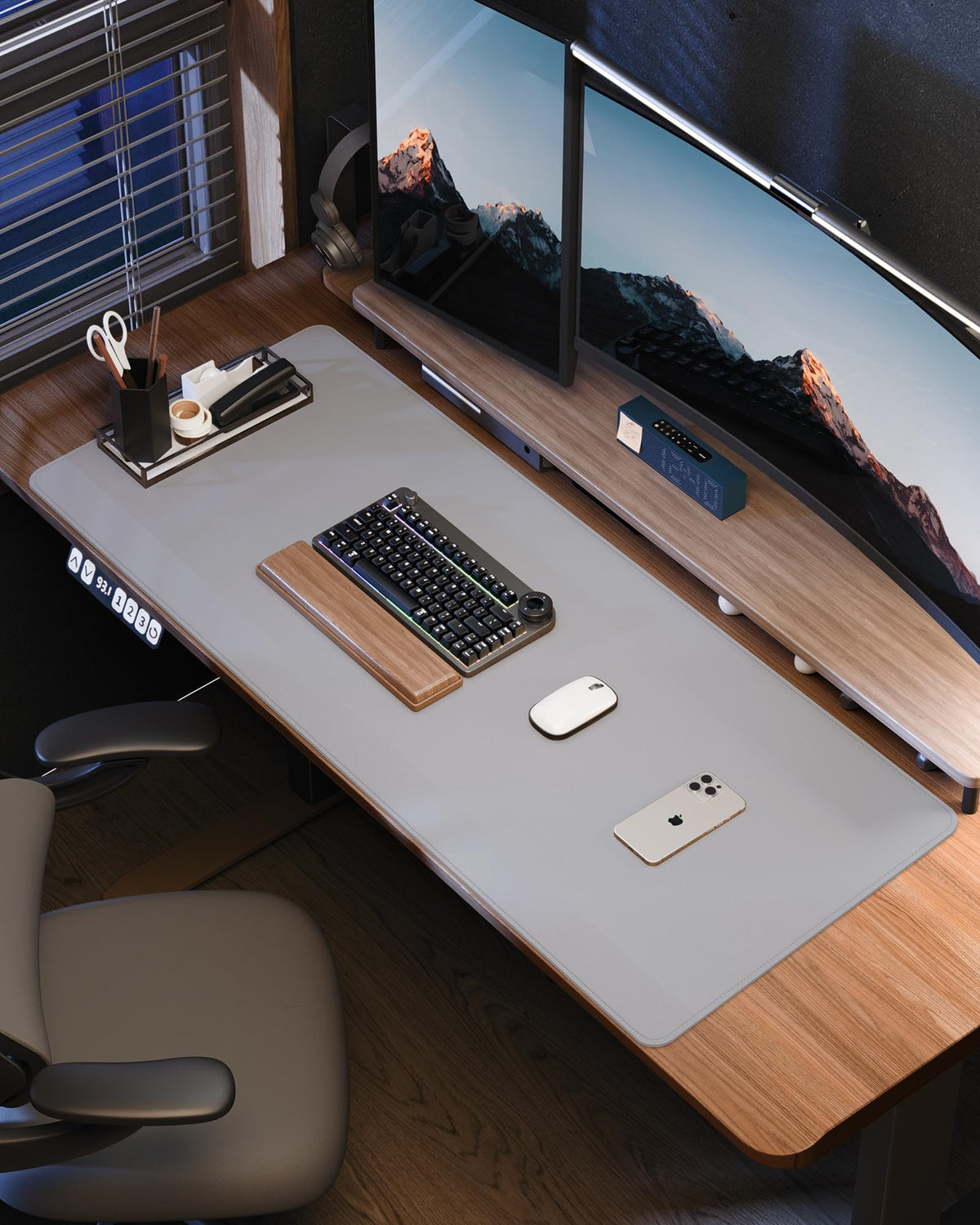 Leather Desk Pad Protector-48 x 24" Computer Desk Mat, Large Mouse Pad, Non-Slip Desk Pad