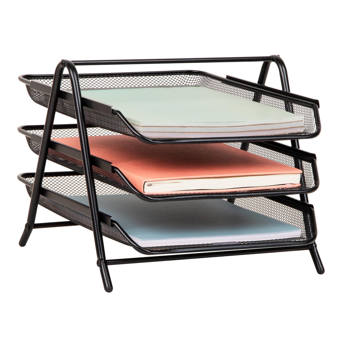 Mind Reader 3-Tier Paper Tray, Desktop Organizer, File Storage, Workspace, Office, Metal Mesh