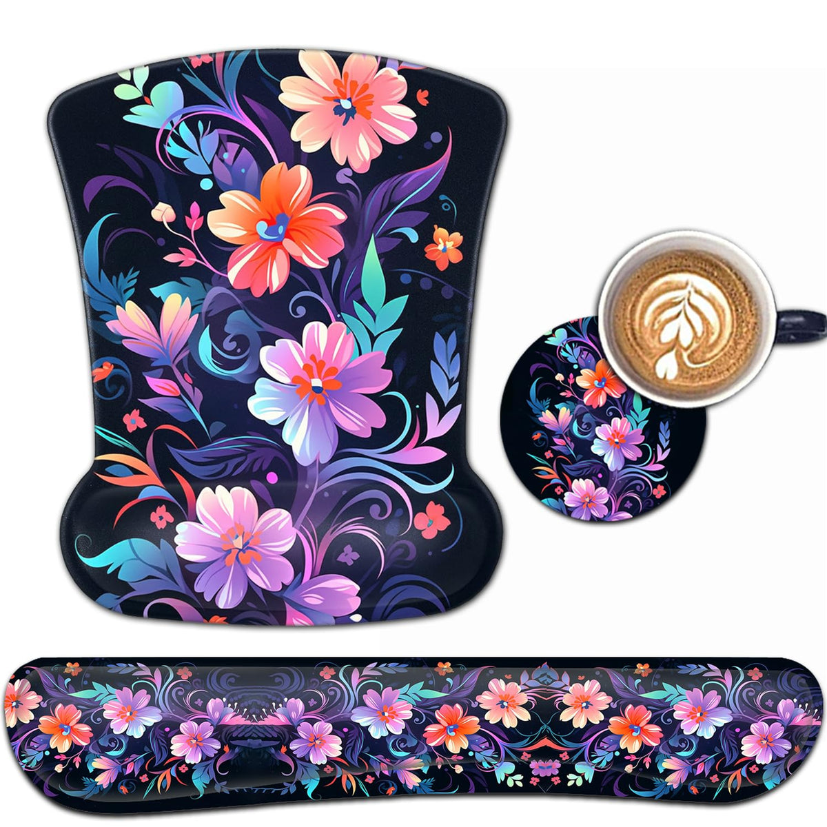 Keyboard Wrist Rest and Mouse Pad Wrist Support Set, Ergonomic Gel Mouse Pad Wrist Rest with