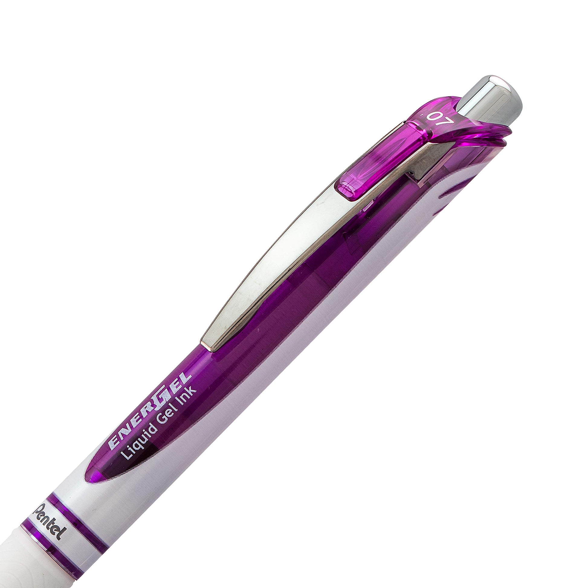 Pentel Gel Ink Pen, Pearl Retractable Gel Pen, (0.7mm) Medium Point, Needle Tip, Violet Ink, 12