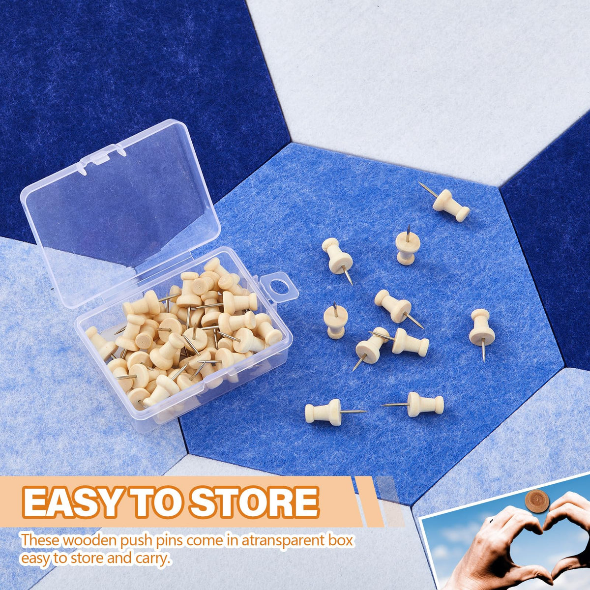 6.7 x 5.9 in 16 Pcs Hexagon Cork Board Tiles, Felt Pin Boards, Blue