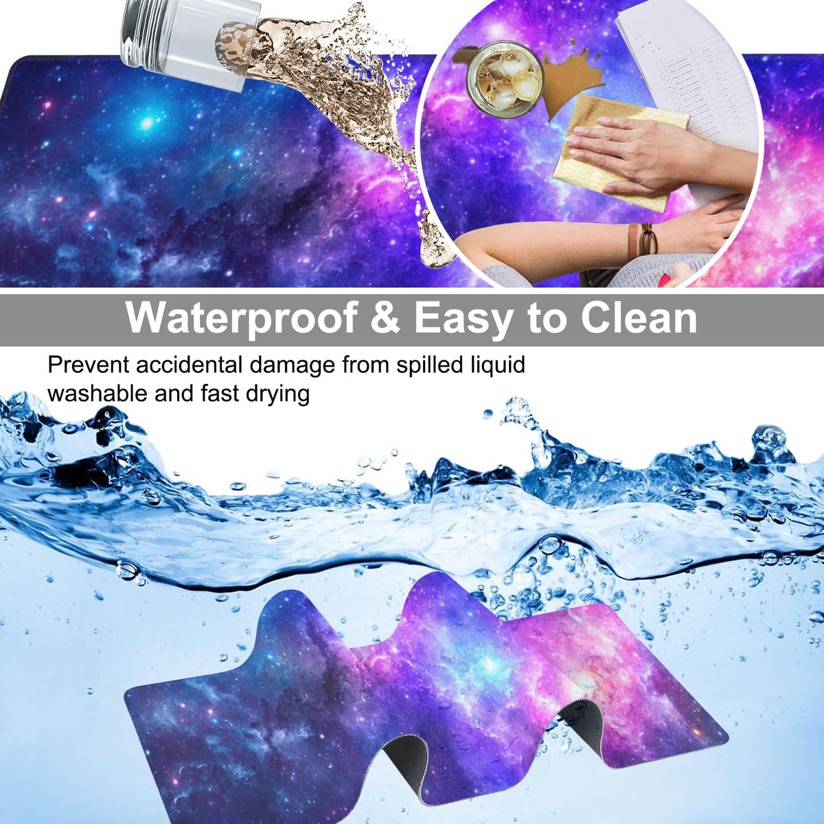 NIYLYNSYN Deep Universe Space and Stars Desk Mat,Large Galaxy Space Gaming Keyboard Mouse