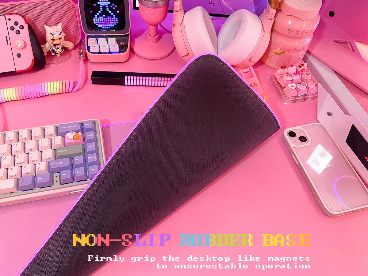 JMIYAV Pink RGB Gaming Mouse Pad 31.5x12 Inch PC XL Large Extended Glowing Led Light Up Desk Pad