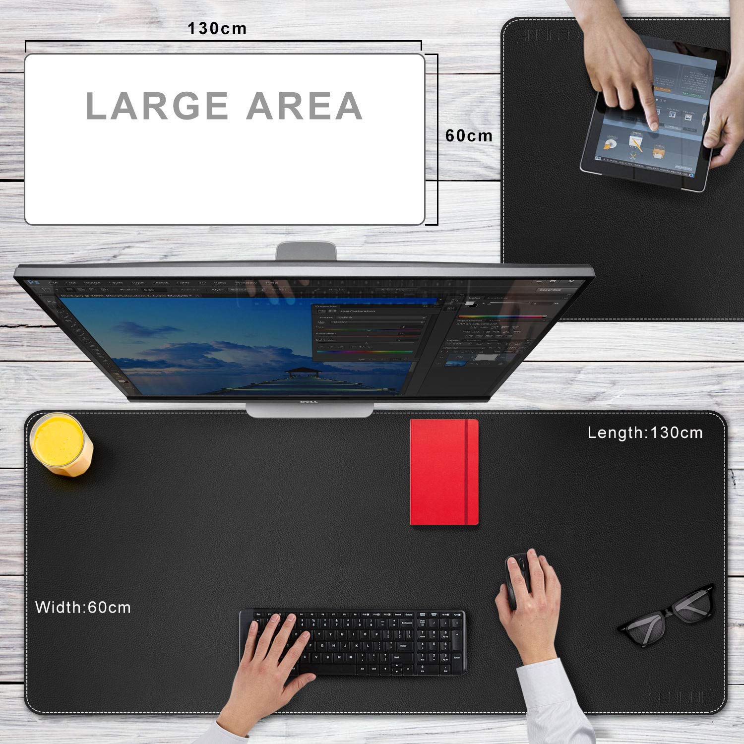CENNBIE Leather Desk Mat, Extra Large Desk pad, Desk mats on top of desks, 51.2" x 23.6" XXXL Large