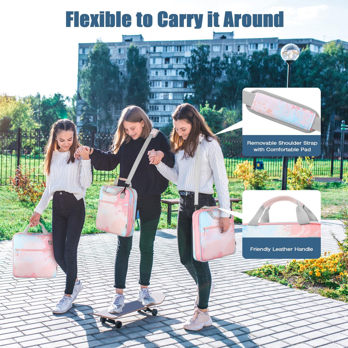 MoKo Zipper Binder, 2 inch 3 Ring Binder with 500 Sheet Capacity Multi-Pocket School Bag with