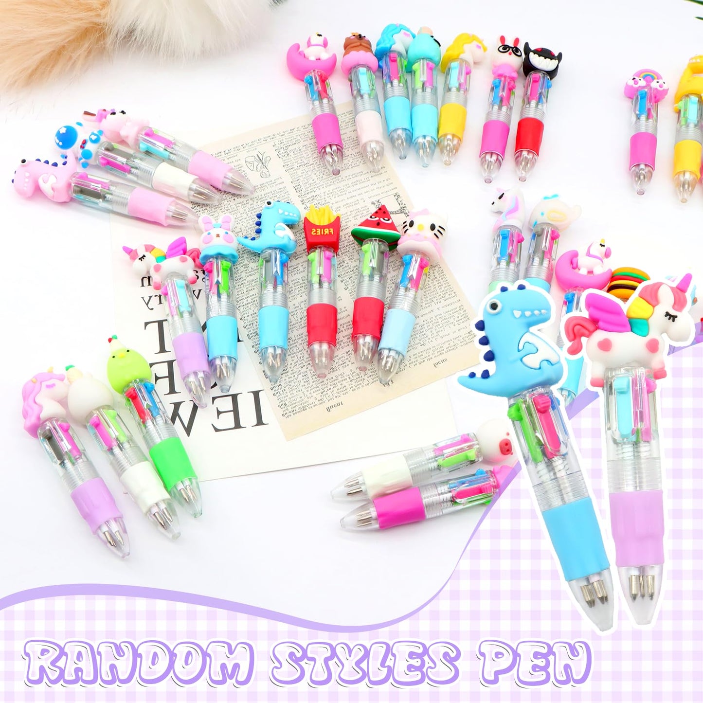 Scettar 32Pcs Multicolor Pen in One 4-in-1, Cute Ballpoint Pens Bulk for School Office, Classroom