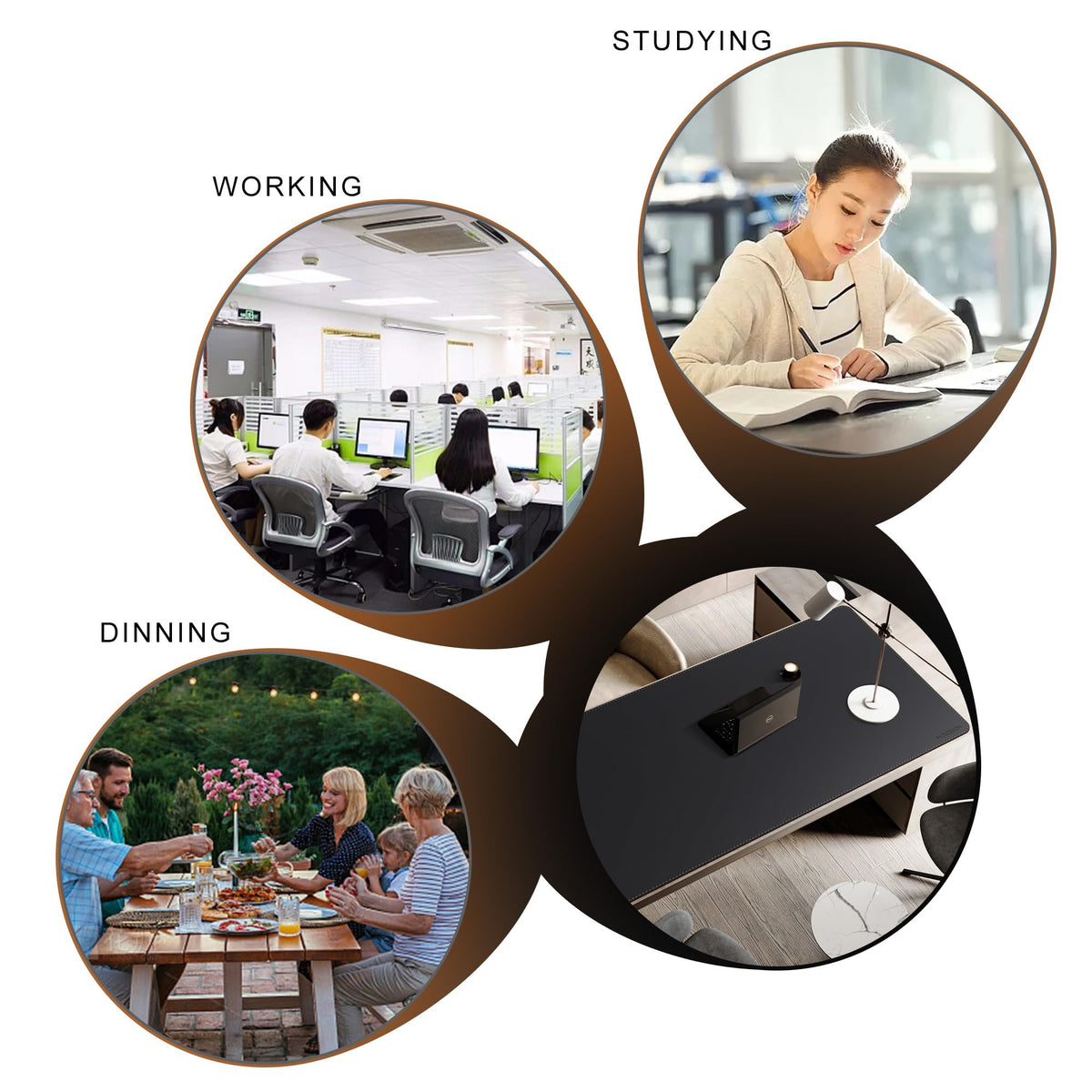 MAIDERN Cork & Leather Desk Mat, 51.2” x 27.5” Reversible Desk Pad (Black)