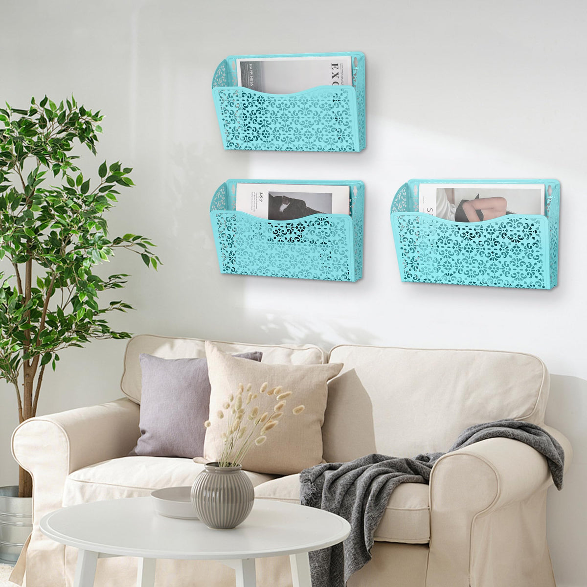 EasyPAG 3 Single Wall Mount File Organizer Vertical Metal Wall Pocket File Holder for Office, Home