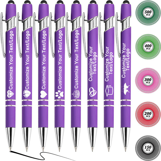 MOUZYLCASE 12 Pcs Personalized Pens Custom Ballpoint Pens with Name Logo Customized Ink Pens with