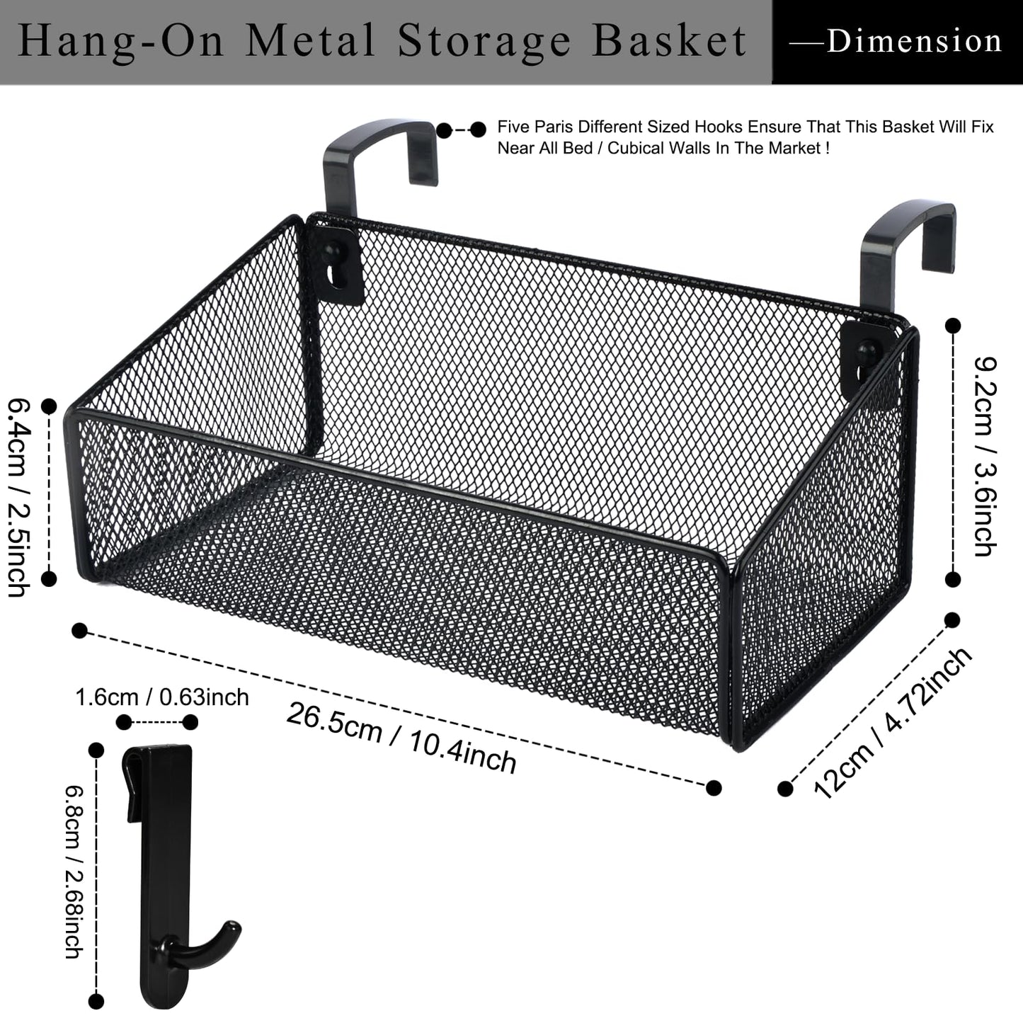 JDYOOMI Bedside Caddy Shelf Hanging Storage Basket for Bunk Bed, Office Cubical Walls, Baby Rails