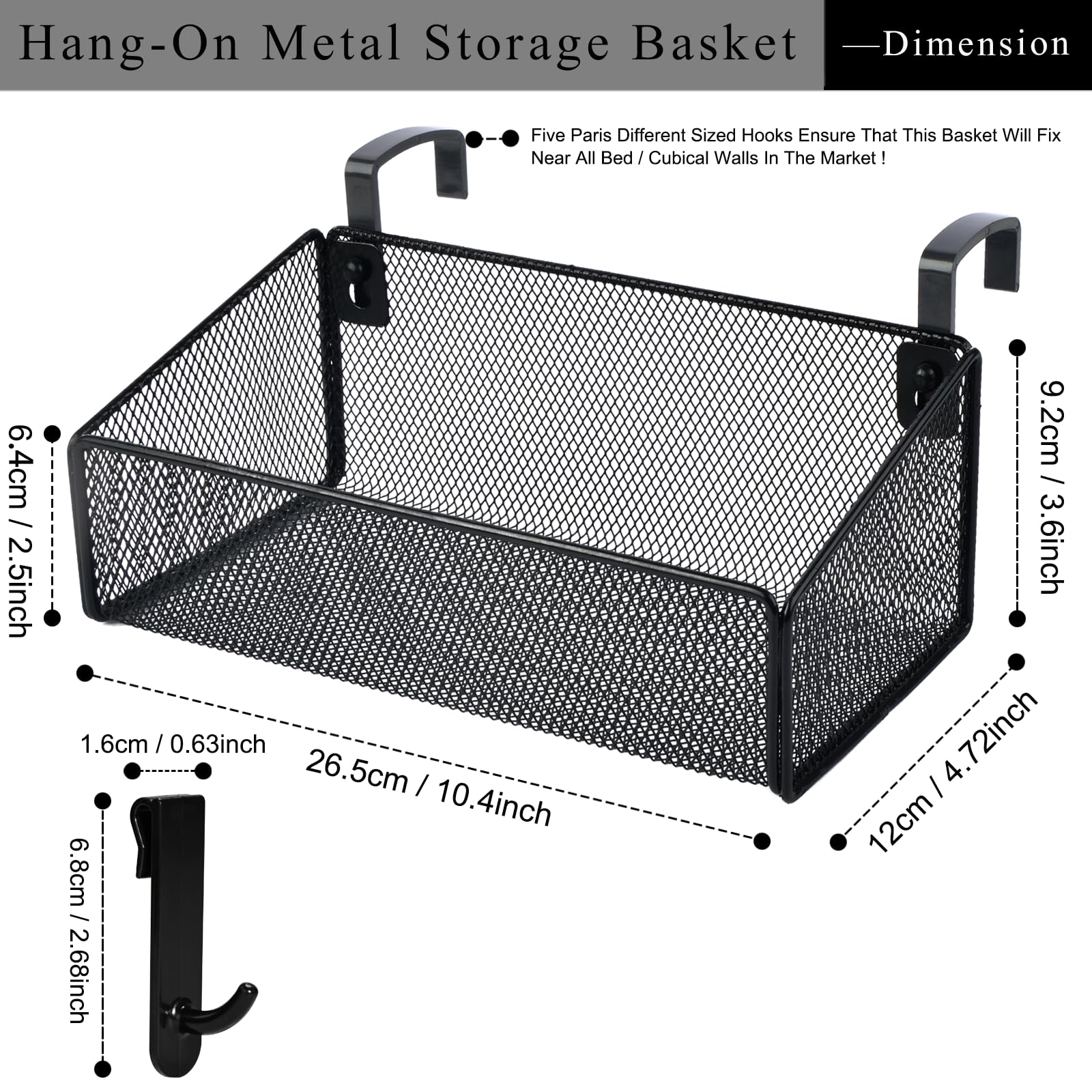 JDYOOMI Bedside Caddy Shelf Hanging Storage Basket for Bunk Bed, Office Cubical Walls, Baby Rails