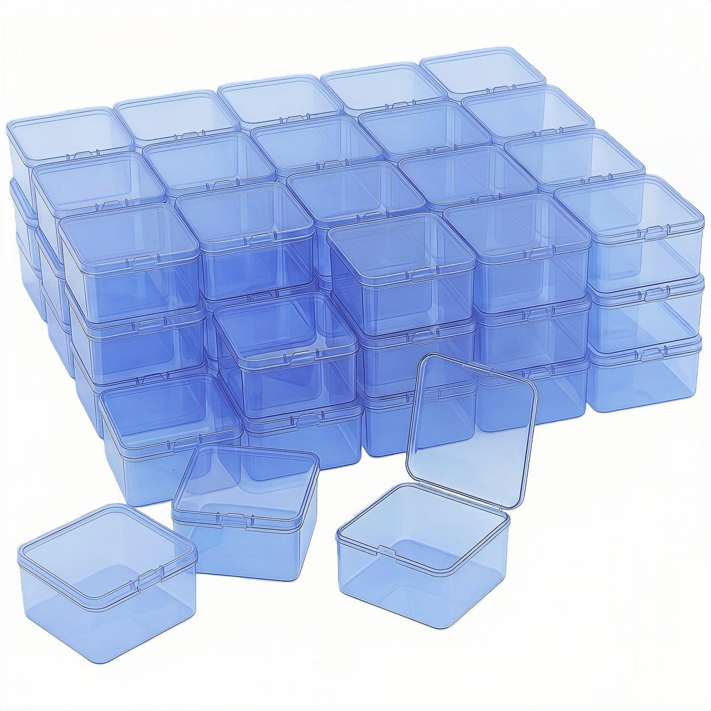 LJY 60 Blue Square Plastic Boxes, 2.5 x 2.5 x 1.4 in for Buttons