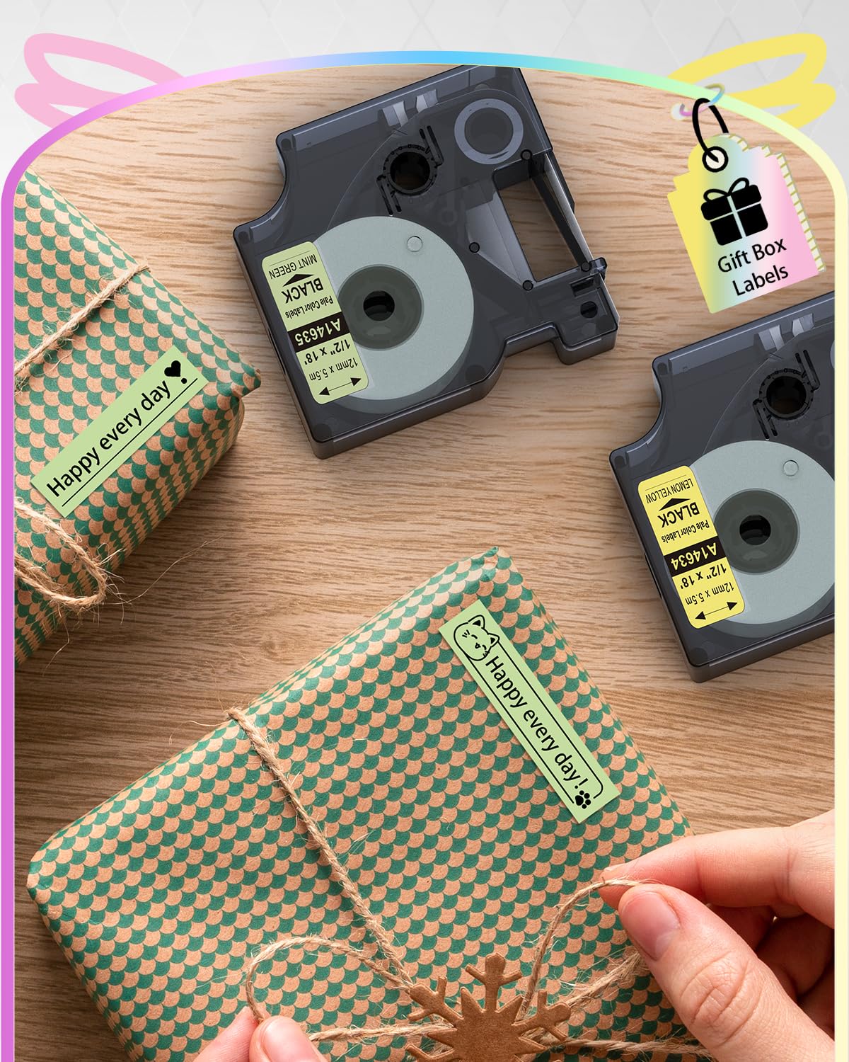 Anycolor 6-Pack Compatible with Dymo D1 Label Tape 12mm Pastel Colored 1/2"