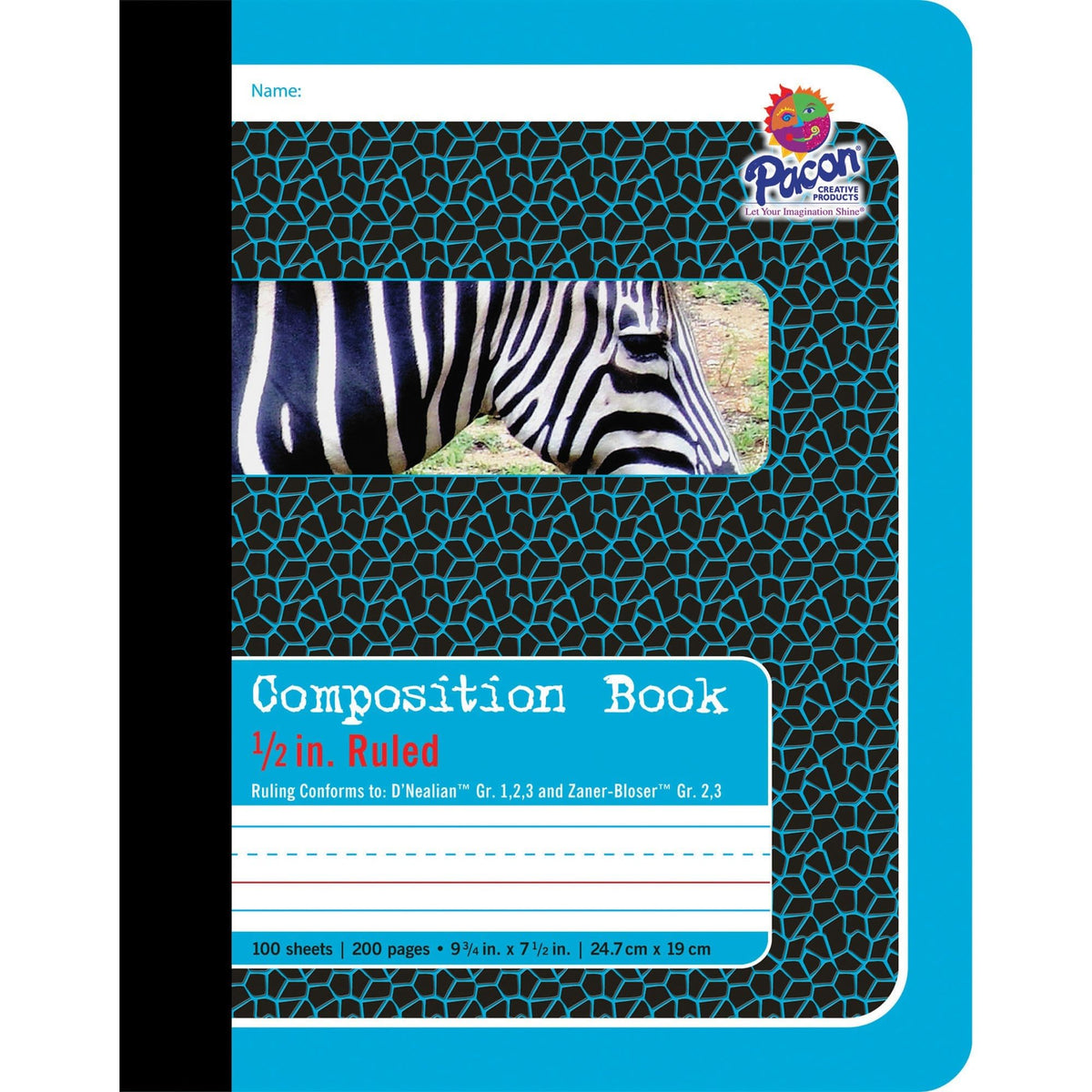 Pacon Composition Book, D'Nealian 1-3, Zaner-Bloser 2-3, Illustration Boxes/College Rule, Blue