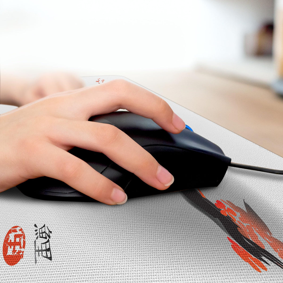 Ambesonne Japanese Computer Mouse Pad, Koi Carp Fish Couple Swimming Cherry Blossom Sakura Branch