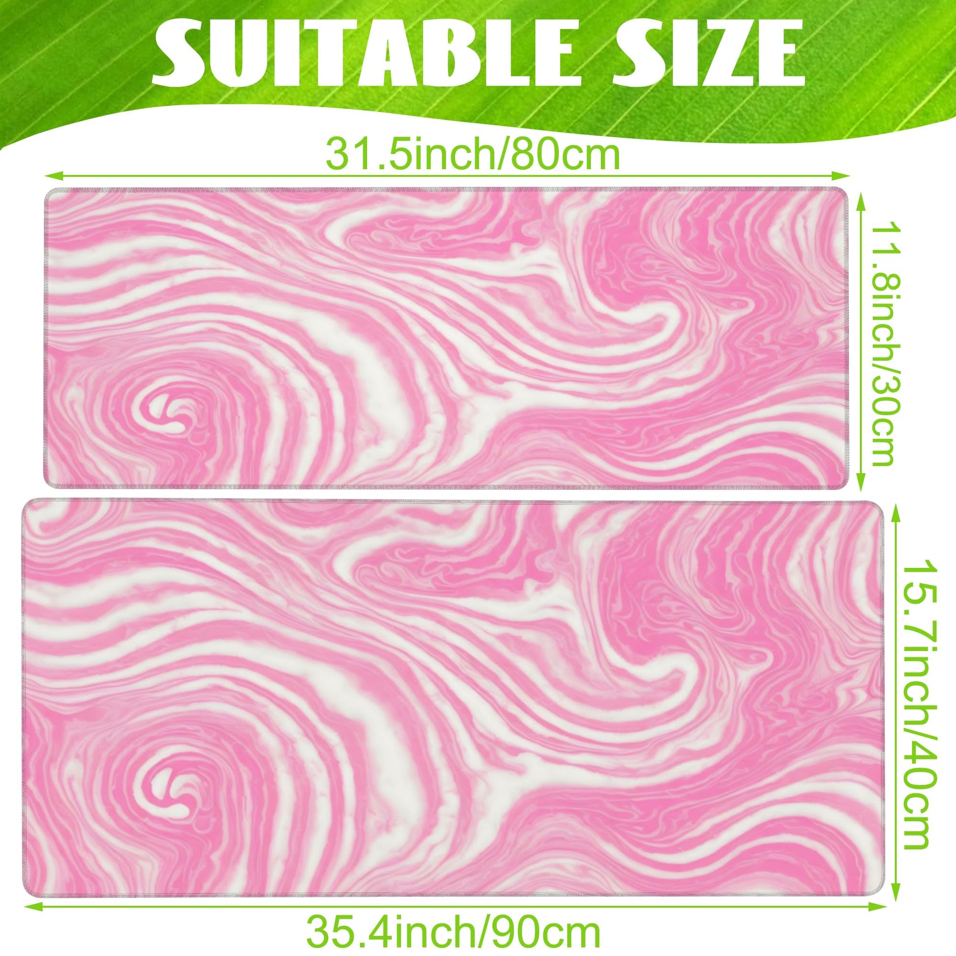 Eflxamz Desk Pad,Pink Marble Swirls Texture Desk Mat,Flow Liquid Waves Large Gaming Mouse Pad for