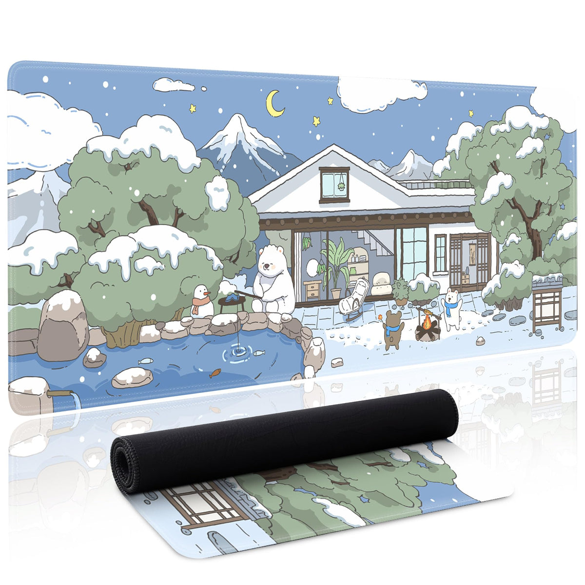 Kawaii Mouse Pad Large Desk Mat Extended Keyboard Mouse Pad Cute Mousepad with Non-Slip Base and