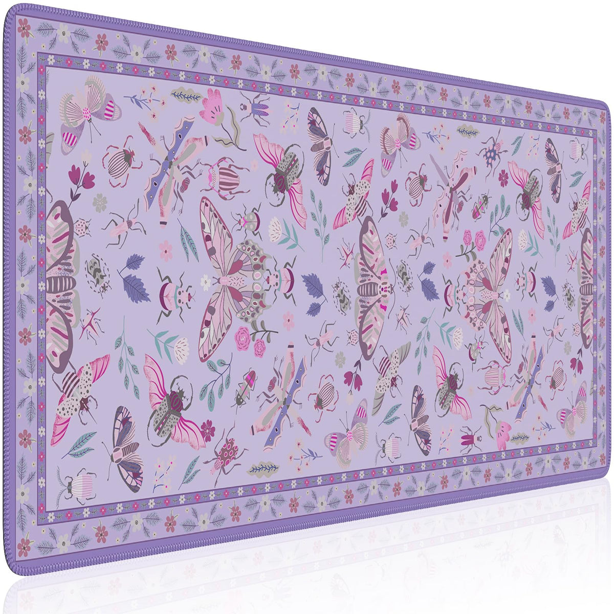 HAOCOO Purple Floral Desk Mat, XL Computer Pad for Office Aesthetics