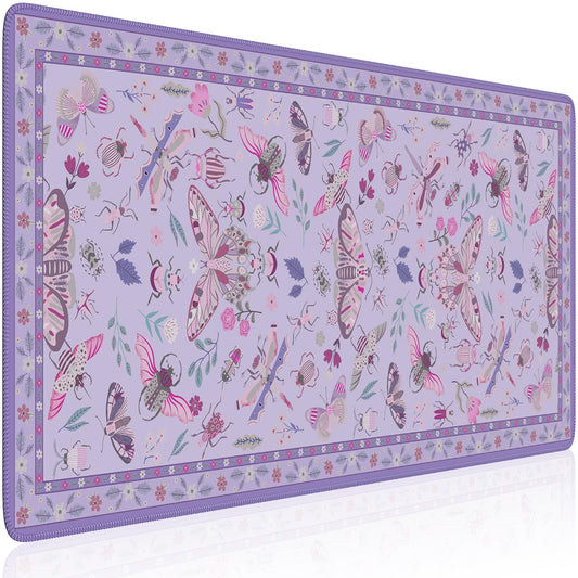 HAOCOO Purple Floral Desk Mat, XL Computer Pad for Office Aesthetics