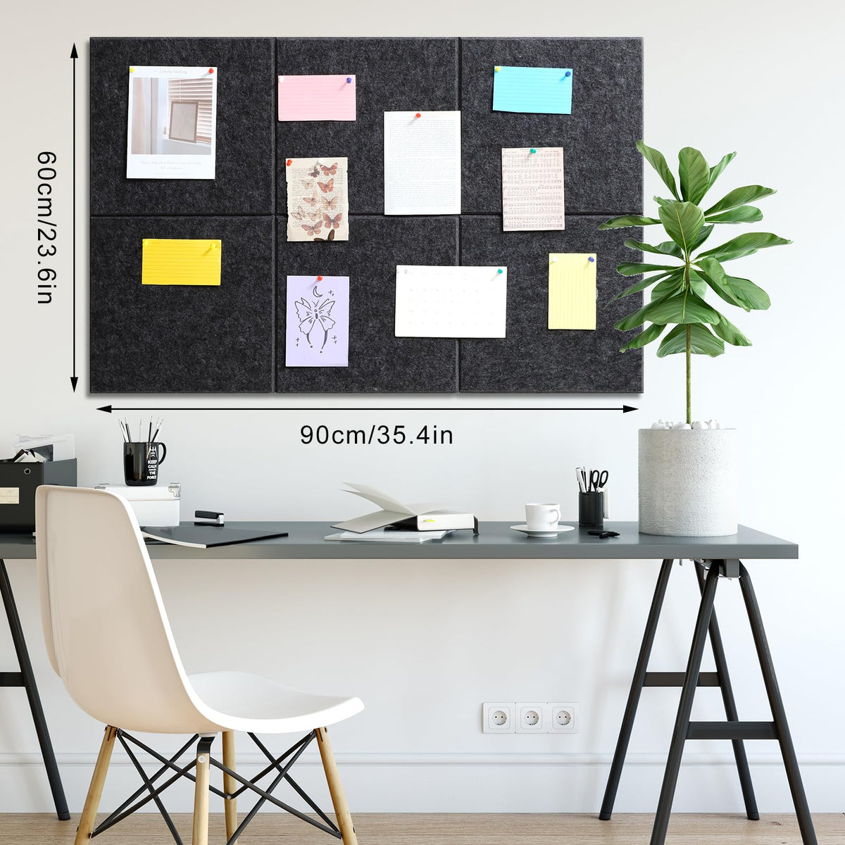 Large Cork Board 36" x 24", 6 Pack Felt Bulletin Board Pin Boards