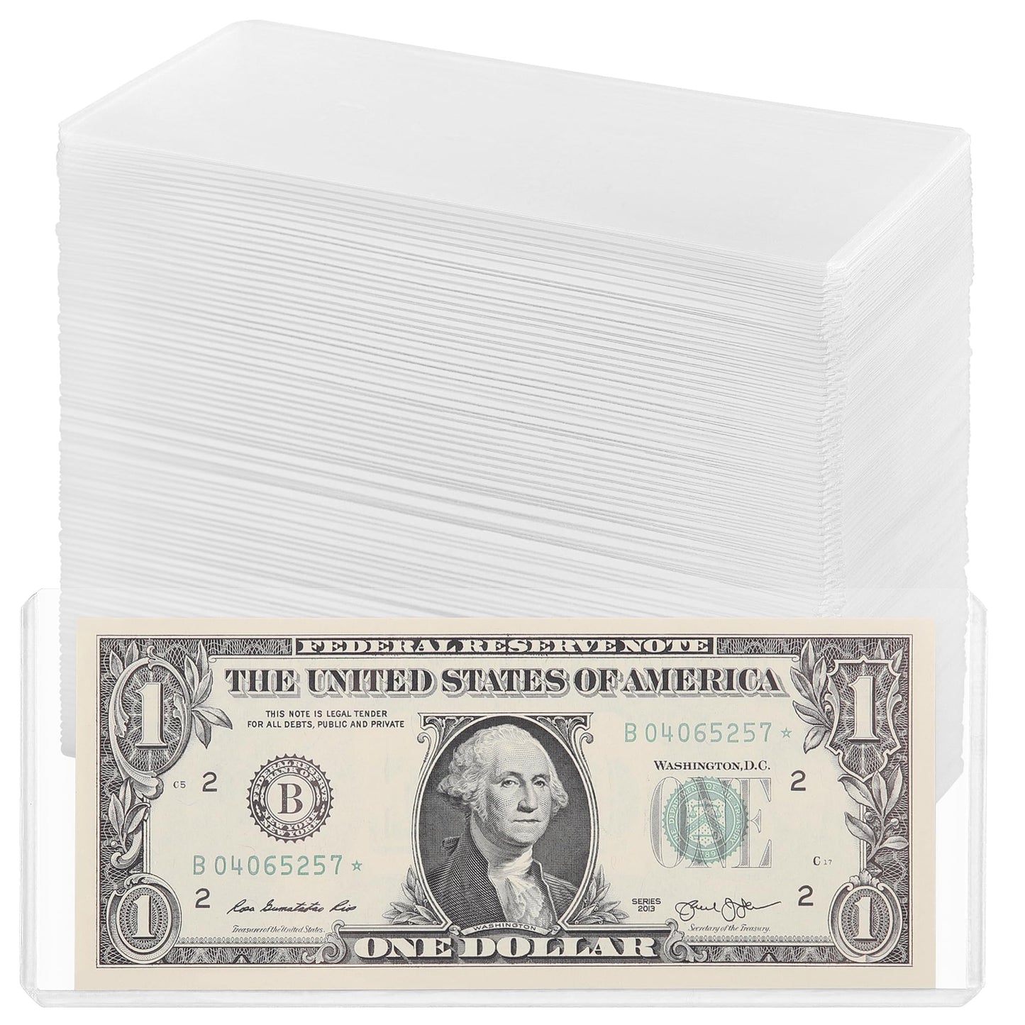 90PCS Clear Banknote Holders - Top-Load Hard