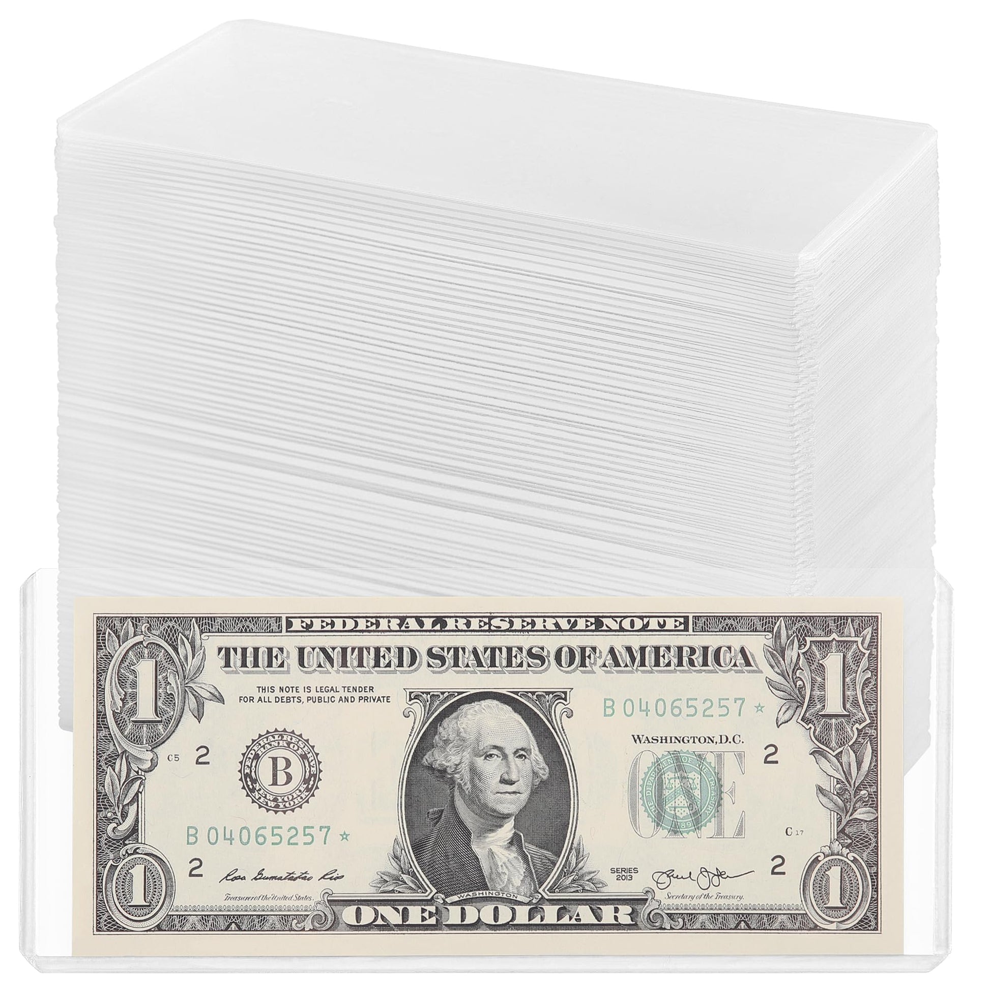 90PCS Clear Banknote Holders - Top-Load Hard