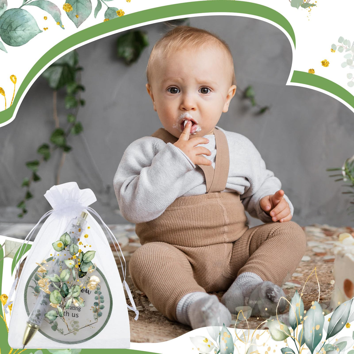 Chuangdi 50 Sets Eucalyptus Baby Shower Favors Gifts for Guests