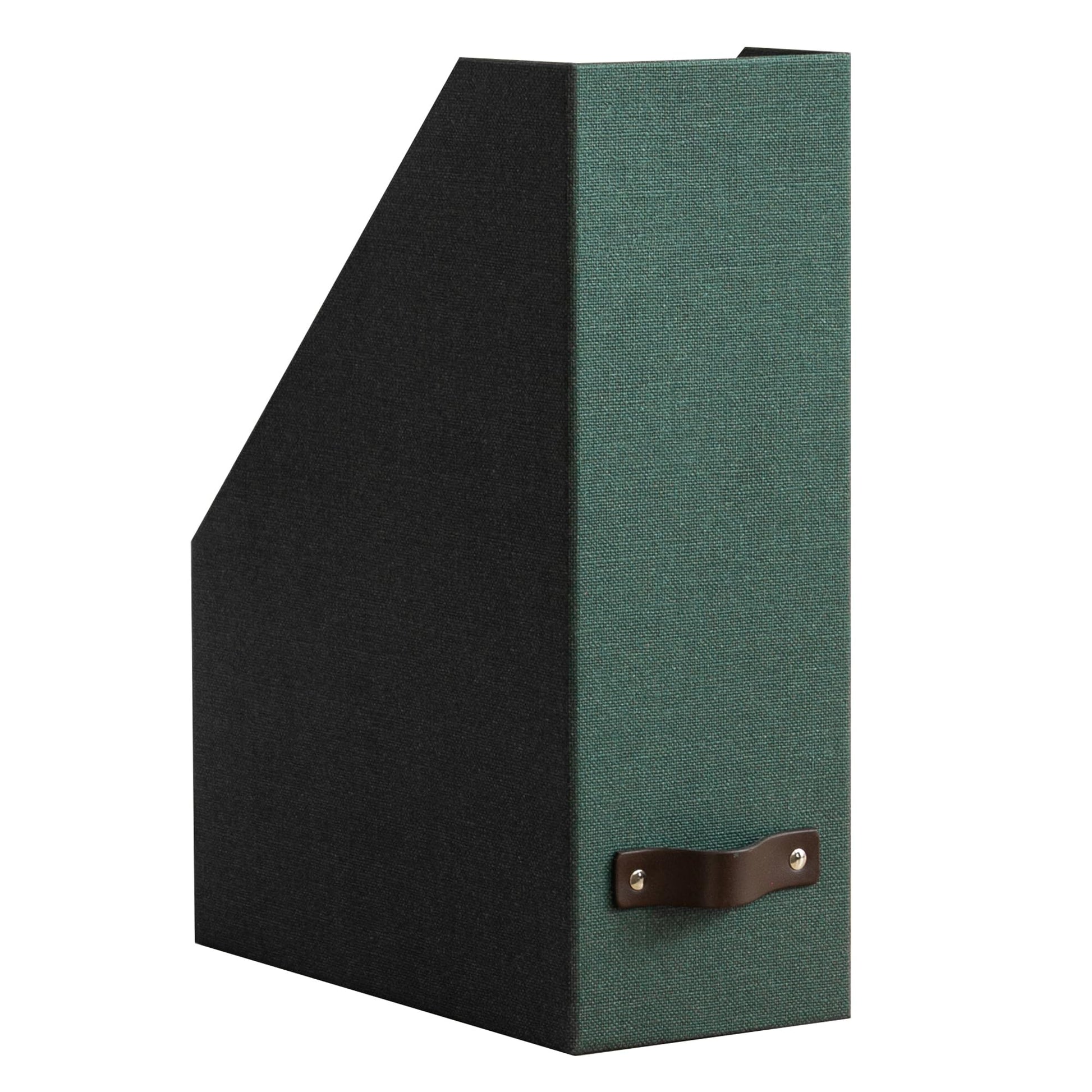 Bigso Estelle Fibreboard Magazine Holder with Leather Handle - Magazine File Holder and Organizer