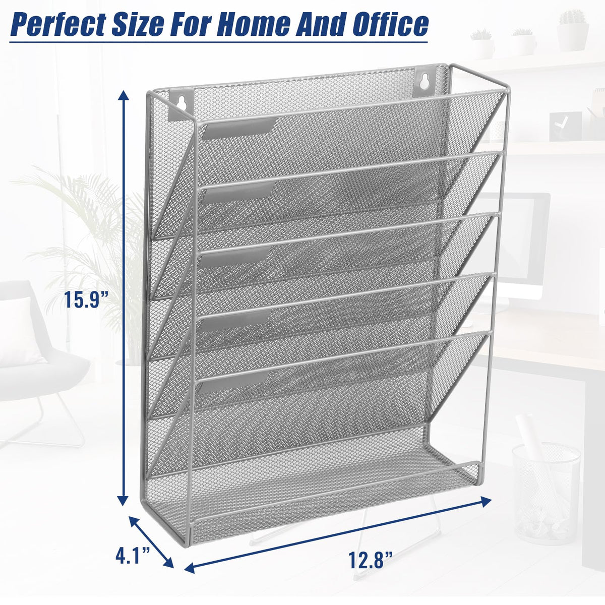 EASEPRES Desk File Organizer Mesh 6-Tier, Hanging Wall Mount Document Organization Stand, Desktop