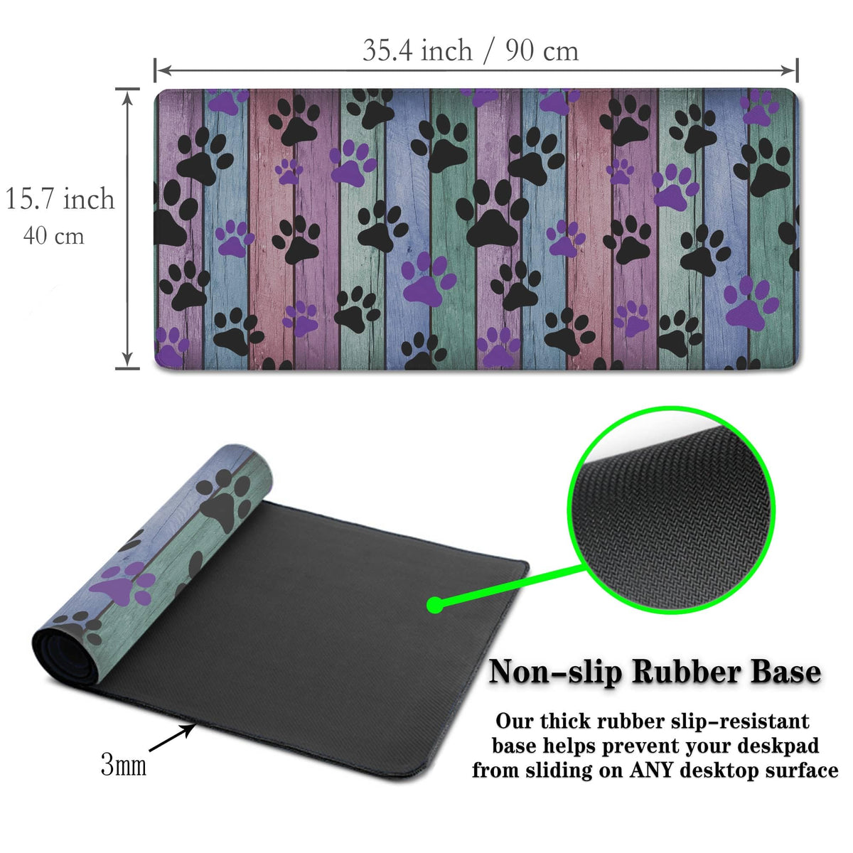 Samgula Gaming Mouse Pad Black and Purple, Big Mouse Pads Computer Desk Mat, Work Table Mat