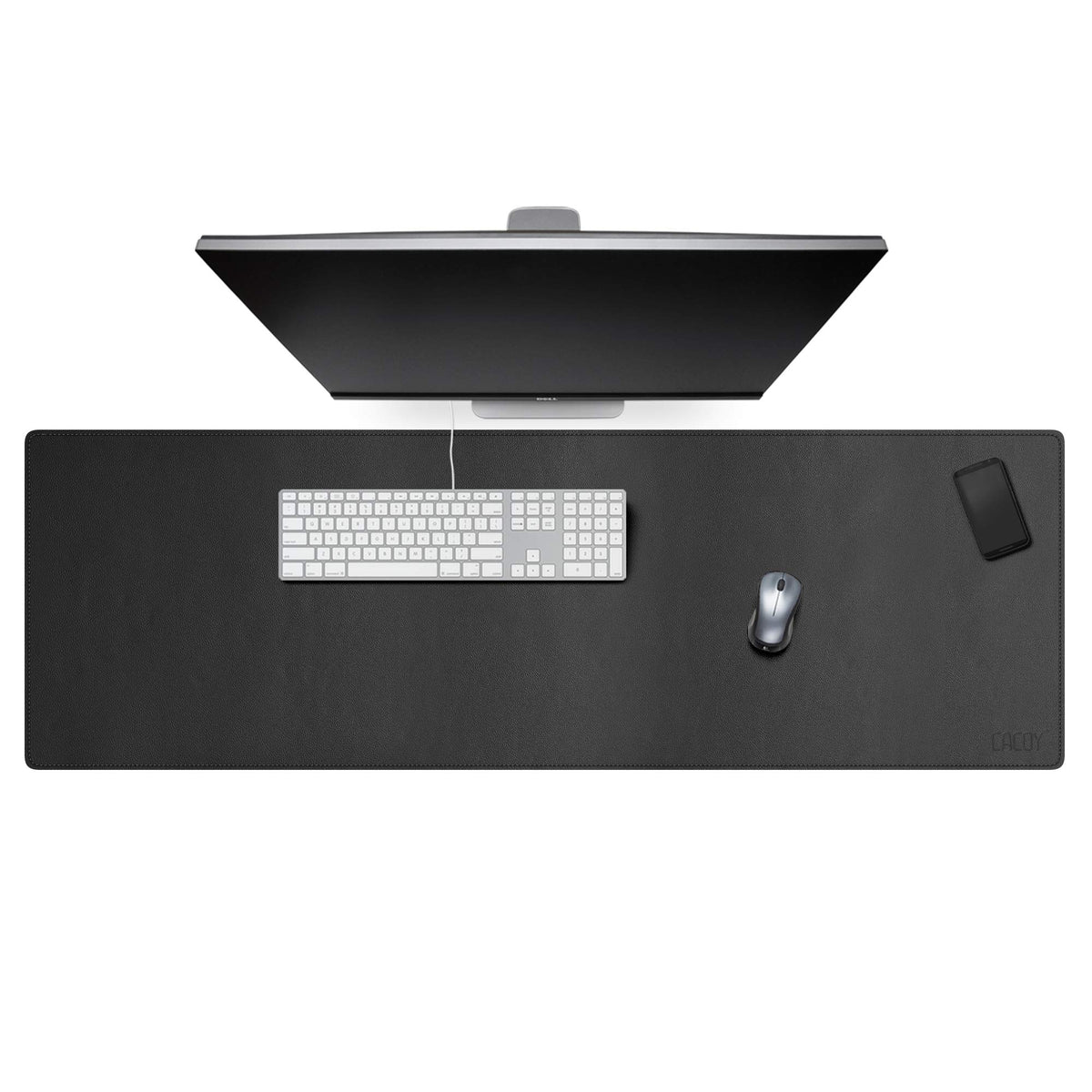 Cacoy 47" x 16" Leather Desk Pad Blotters, Extended Office Mouse Pad, Black