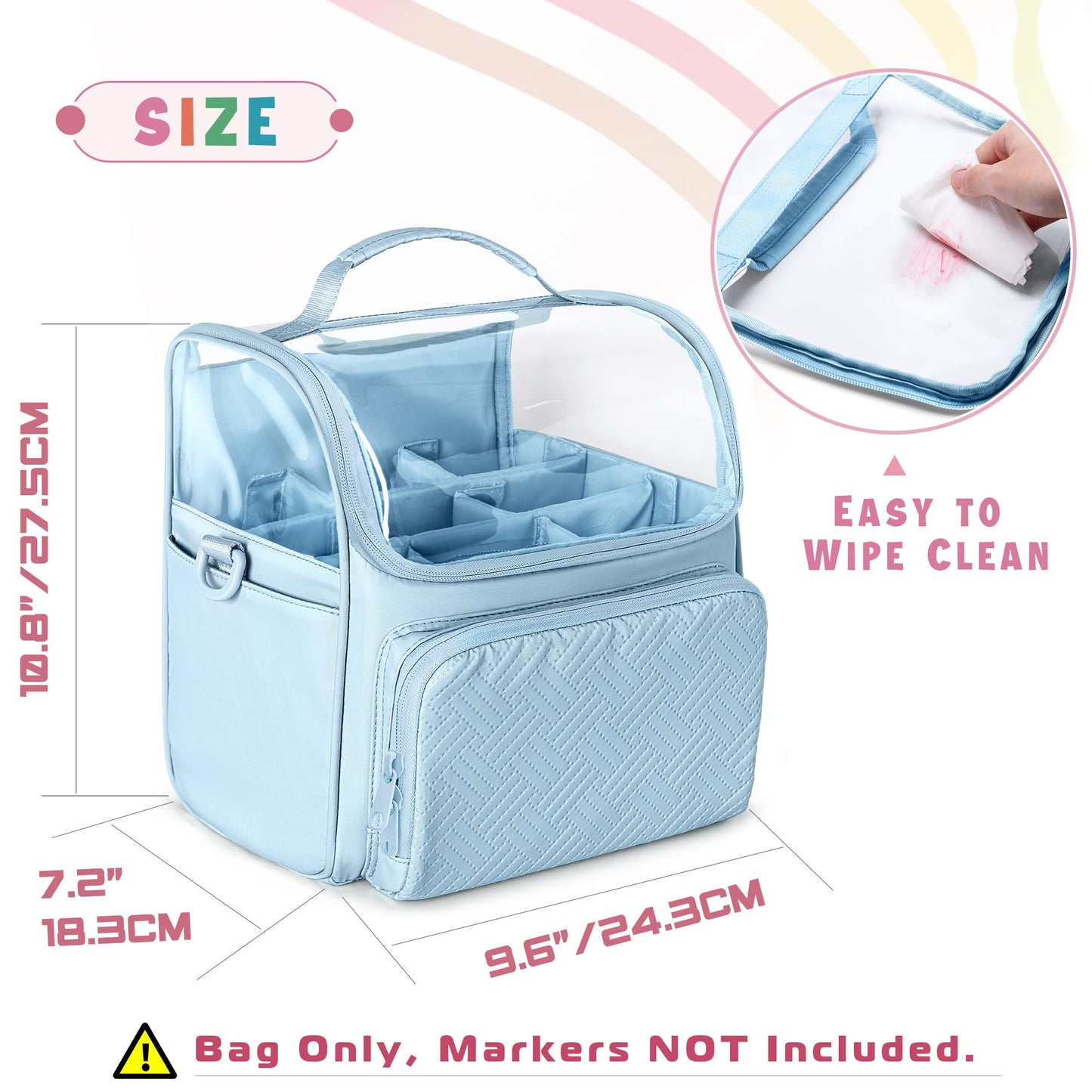Rexmica Large Marker Organizer Case Storage Bag for 180 Marker Pens, Blue