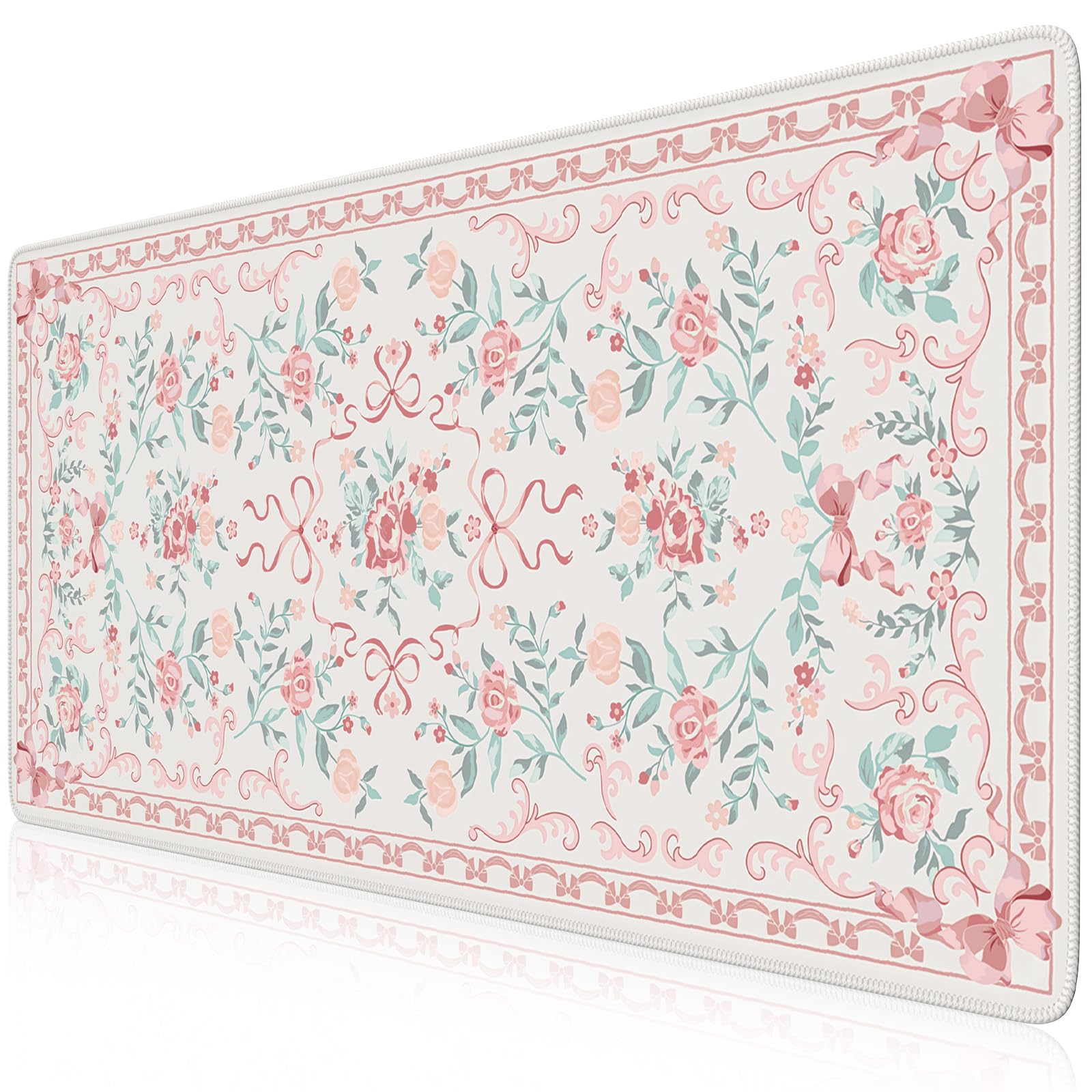 iCasso Aesthetic Desk Mat for Desktop,Cute Desk Pad for Women,Pink