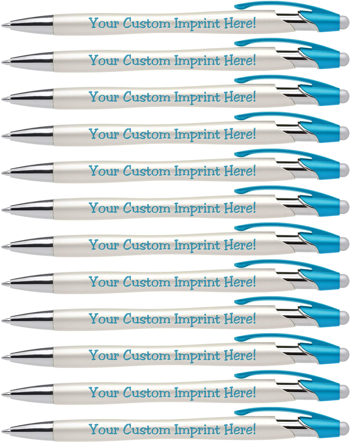 ExpressDesigns™ - Custom Pens with Stylus - The Pearl - Personalized Metallic Printed Name Pens