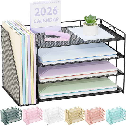 Spacrea 4-Tier Paper Organizer for Desk with File Organizer