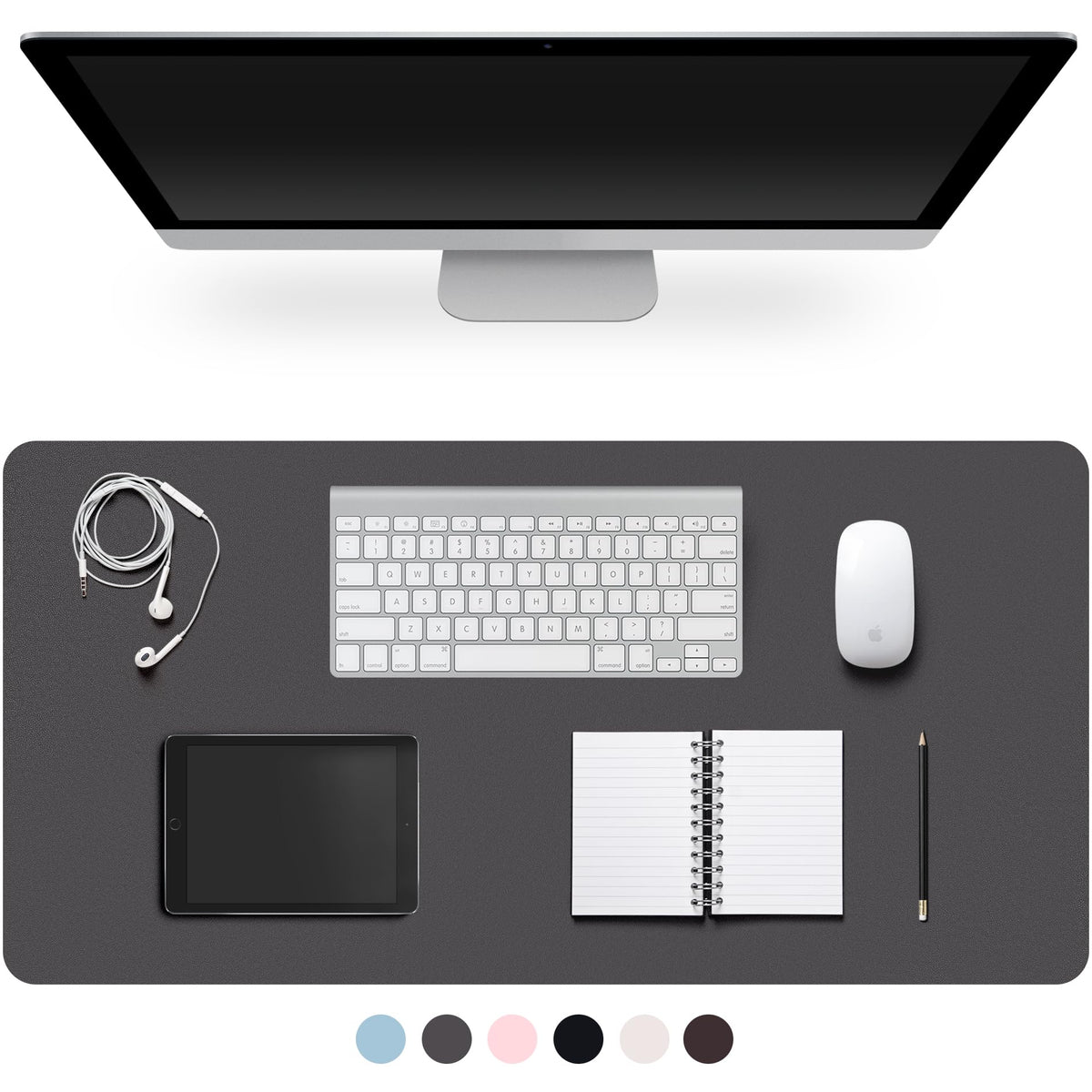 Leather Desk Pad Protector,Non-Slip Desk Pad(Dark Gray, 47.2" x 17")
