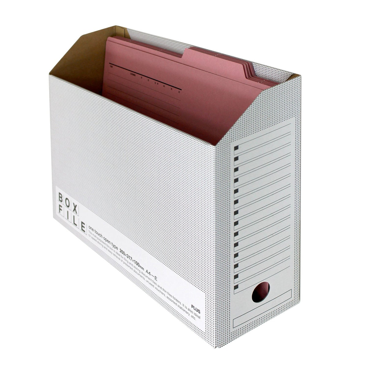 Plus Economy File Box, 10 Books, A4 Horizontal Width, 3.9 inches (100 mm), Dark Gray 553-989