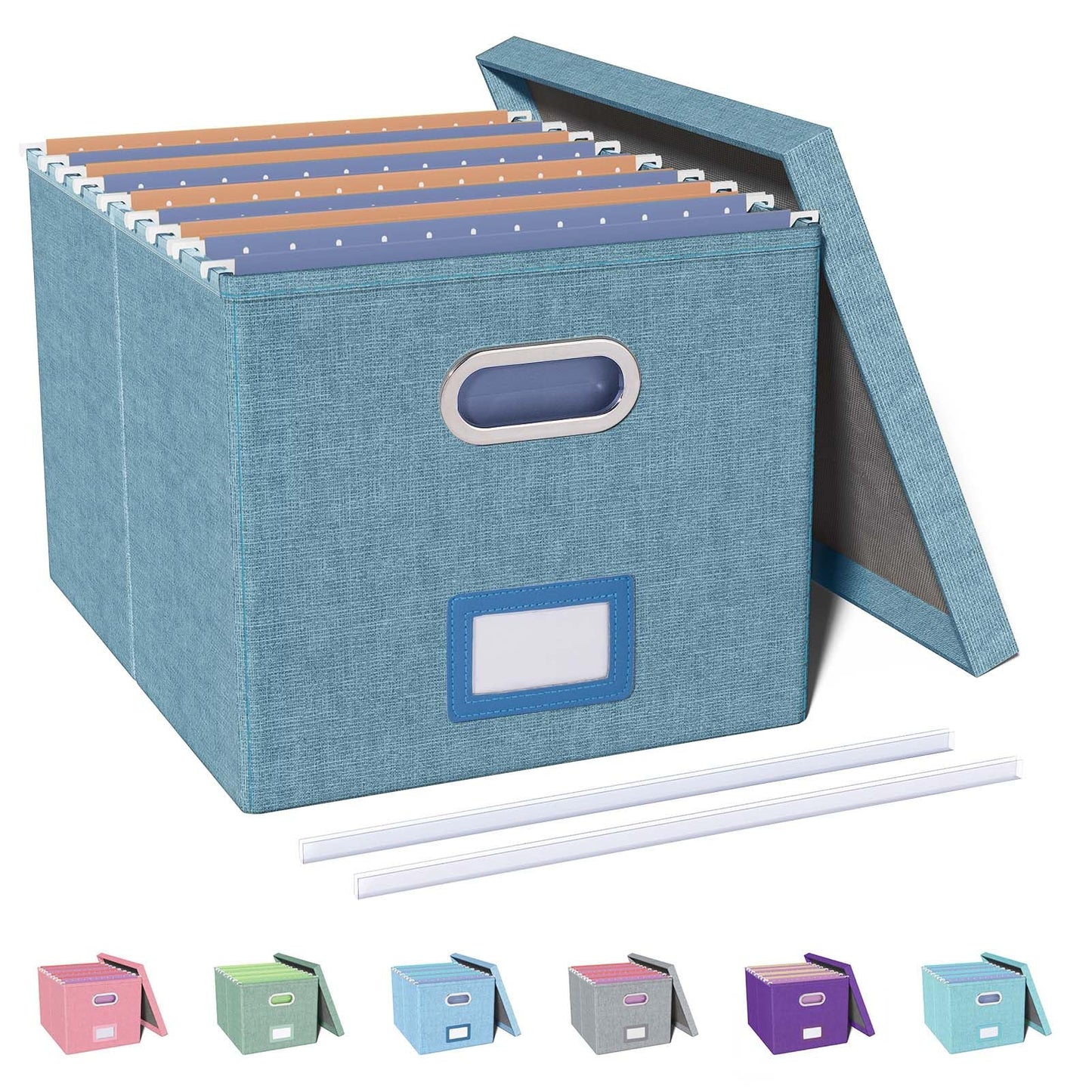 Oterri File Organizer with Lid, File Box, File Cabinet for Letter File Folder Storage, Hanging File