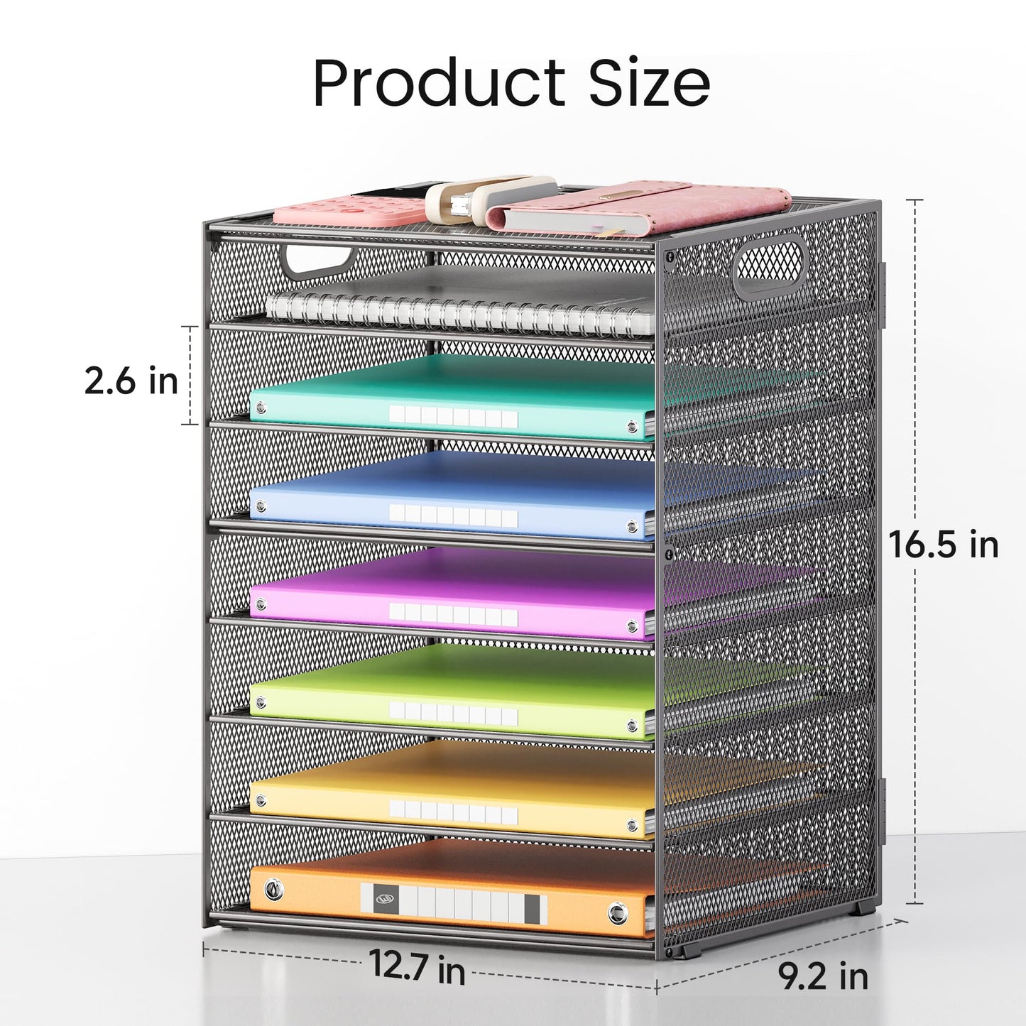 Lavatino 2 Pack 8-Tier Office Desk File Organizer, Letter Tray Paper Organizer with Handle