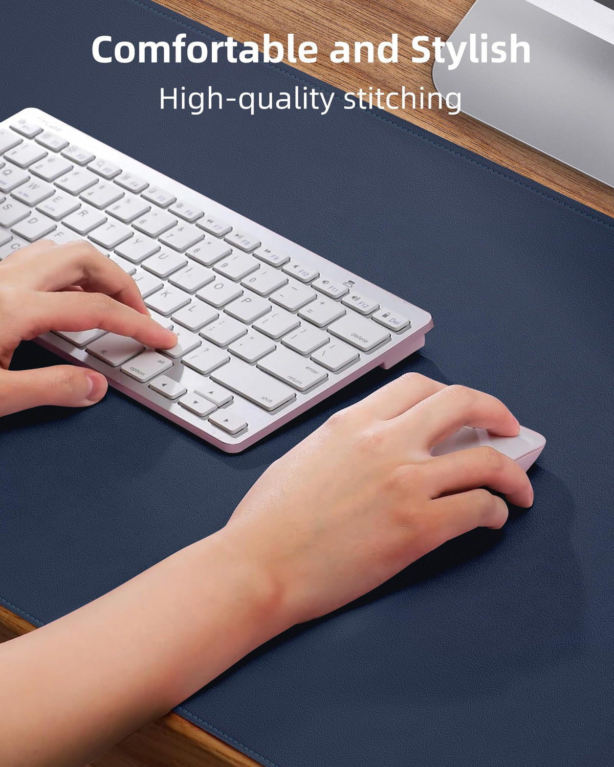 AFIING Large Desk Mat 55" x 24" - PU Leather Desk Pad Protector, Waterproof Non-Slip Extended Mouse