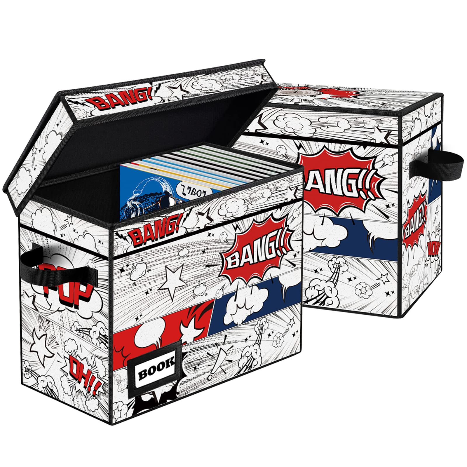 YNSZAS 2 Pack Comic Book Storage box, Collection 15.8" X 7.8" X 11.8", Collapsible Holds 160-180