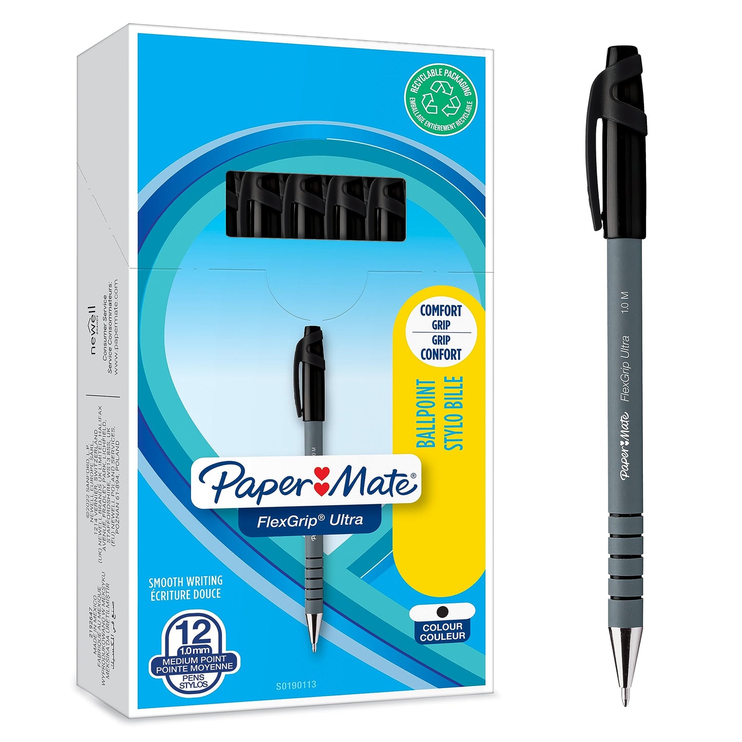 Paper Mate Flexgrip Ultra Ballpoint Pens | Medium Point (1.0mm) | Handwriting Pens & Stationery