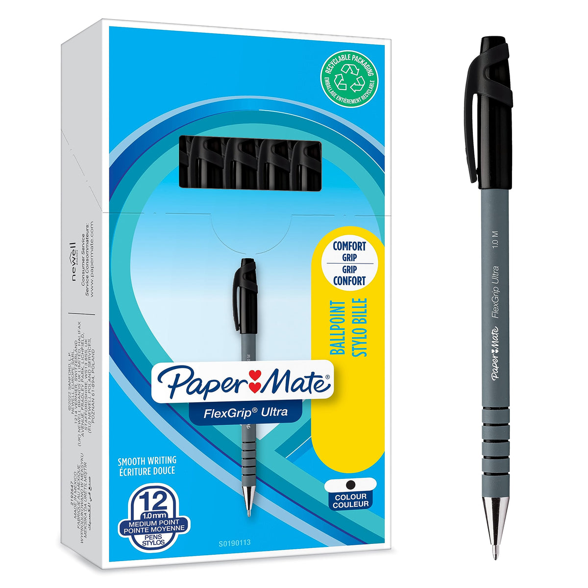 Paper Mate Flexgrip Ultra Ballpoint Pens | Medium Point (1.0mm) | Handwriting Pens & Stationery