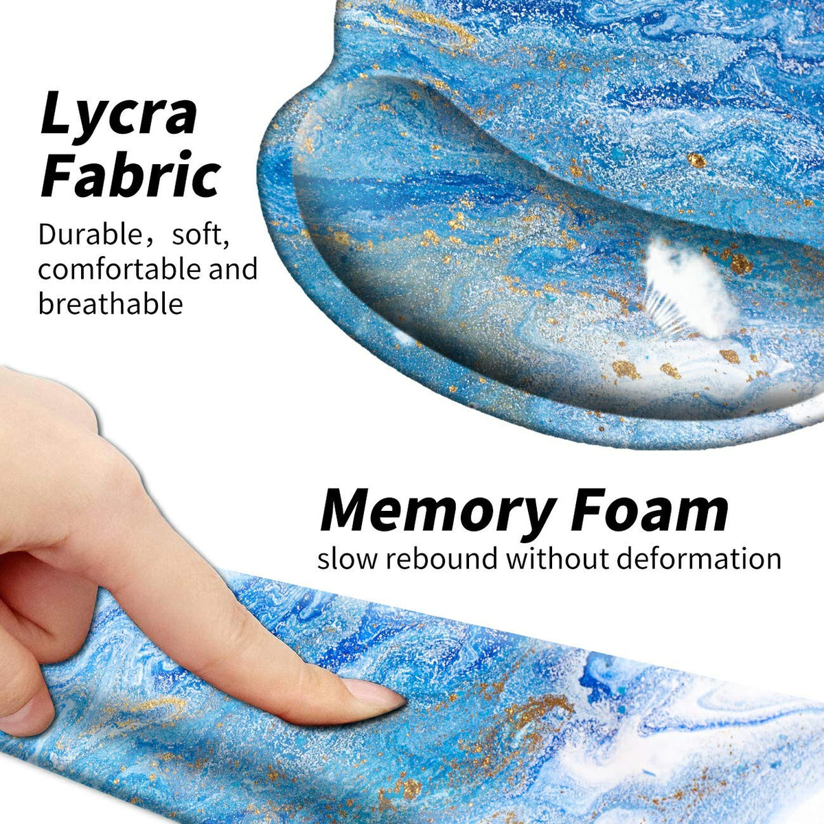 BEOTIWAD Memory Foam Mouse Pad Wrist Rest Set,Blue Ocean