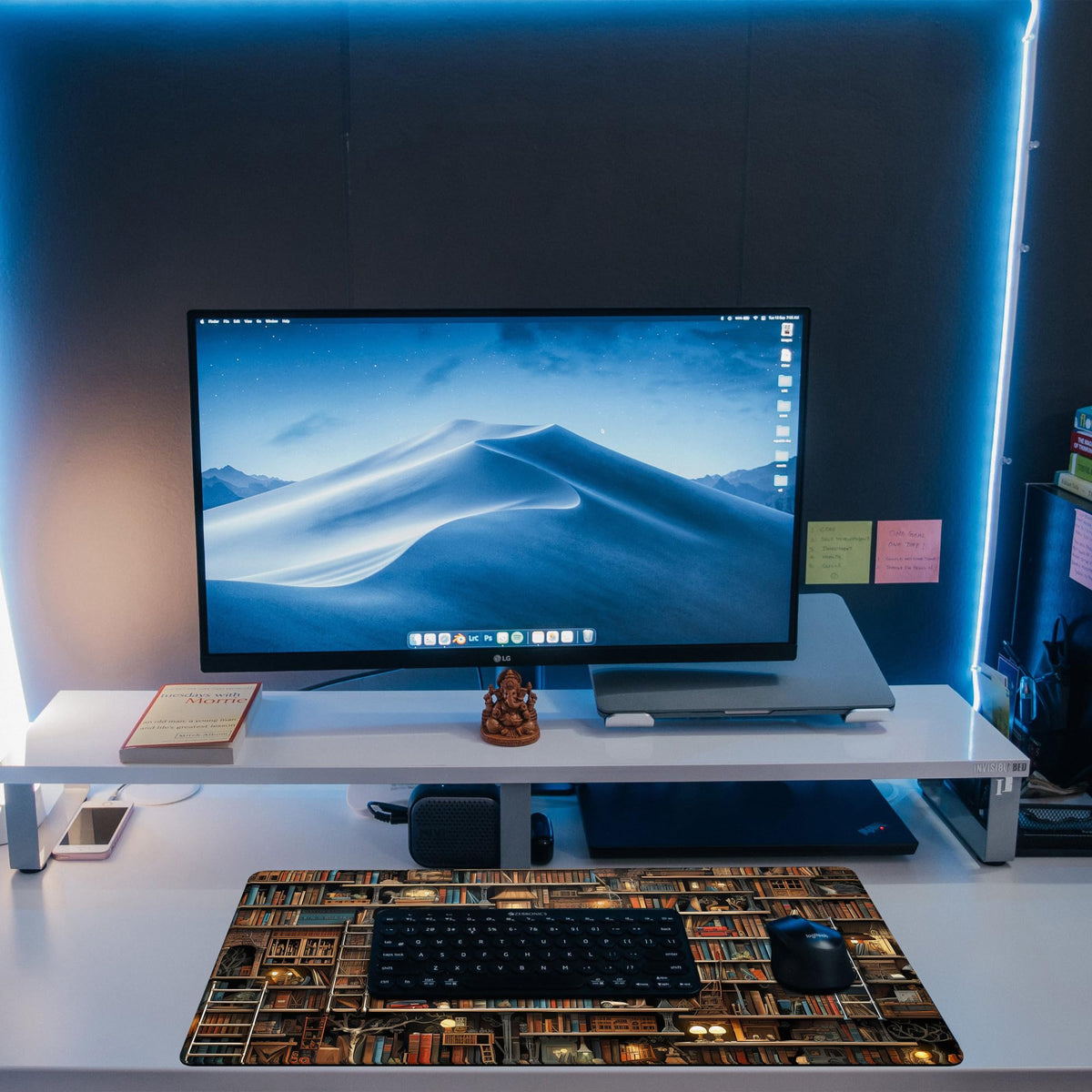 KOAIWPAE Desk Pad, Fantasy Shelves Desk Mat, Shelves Full of Books Large Gaming Mouse Pad for Desk