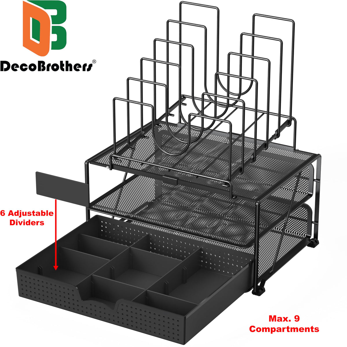 Deco Brothers Desktop File Organizer with Double Tray and 5 Folder Stand
