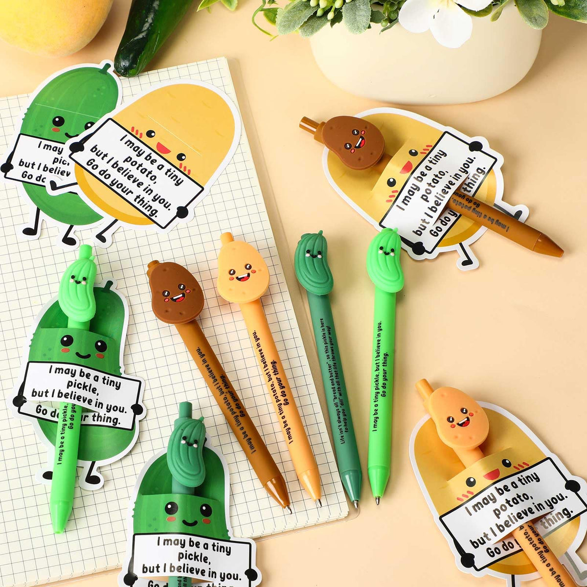 MotiMind 40 Sets Pickle and Potato Pen for Coworkers Bulk Employee Appreciation Gifts Funny