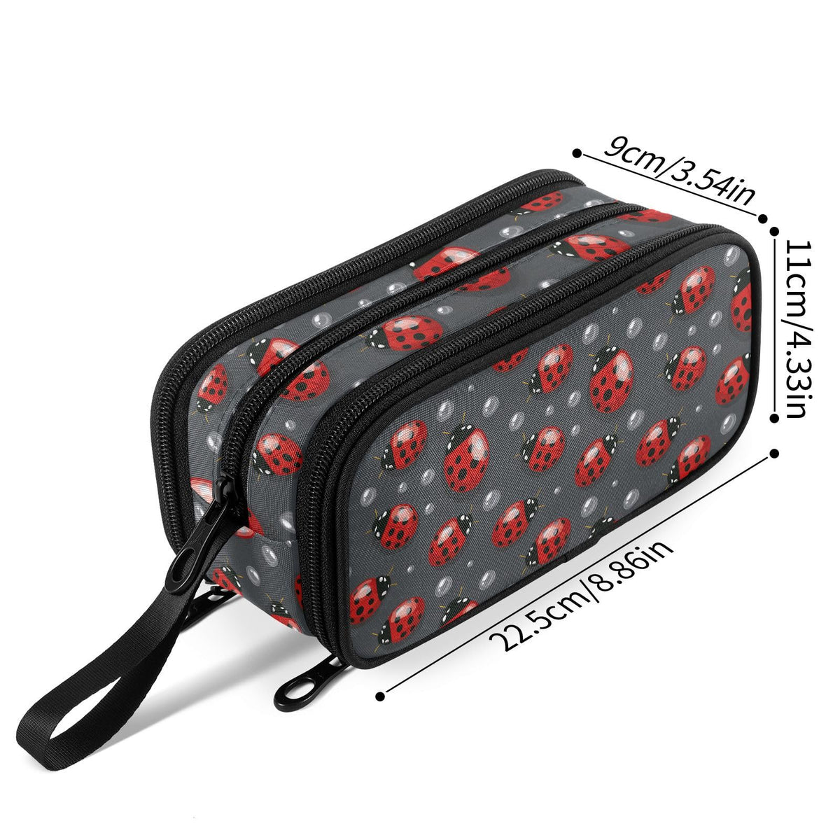 Fustylead Red Ladybugs Large Pencil Case, Minimalist Portable Stationery Bag Cosmetics Bag with