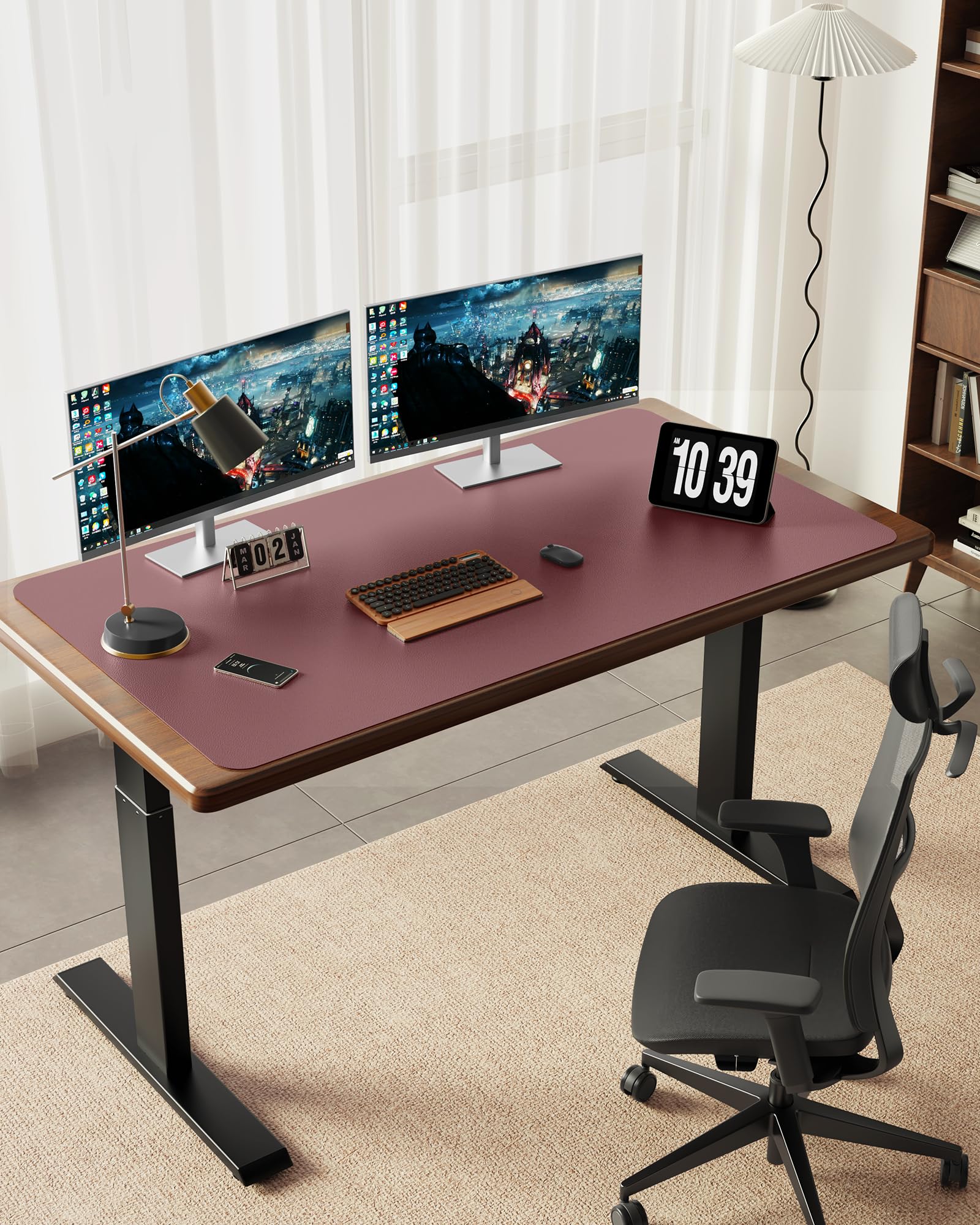 YSAGi 35.4" x 17" Large PU Leather Desk Mat for Keyboard and Mouse - Waterproof Non-Slip Desk Pad