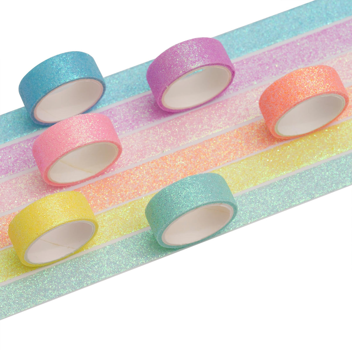 YUBX Glitter Washi Tape Set 6 Rolls Sparkling Foil Decorative Sprinkle Colored Masking Tapes for
